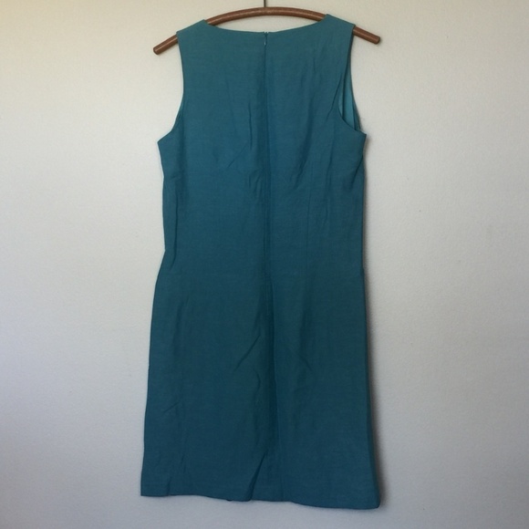 ISABELLA BIRD Silk Linen Turquoise Sheath Dress 8 - Picture 2 of 8